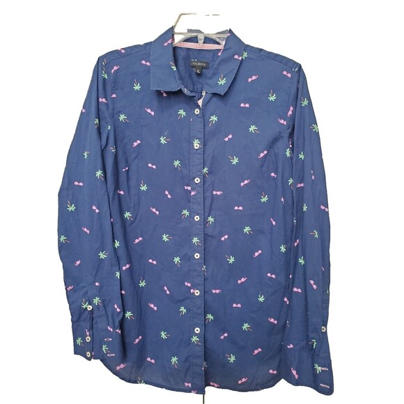 Talbots Tops - Talbots 100% Cotton Sunglasses Palm Tree Print Lightweight Button-Up Shirt Sz M